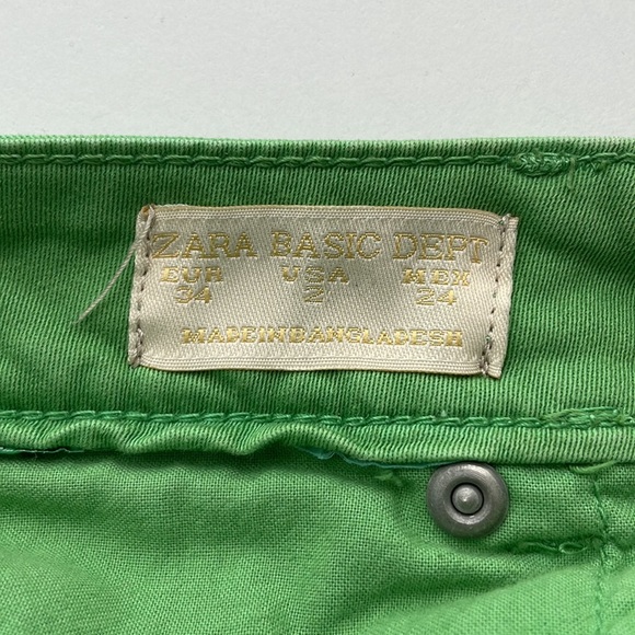 Zara Basic Denim Green Ankle Zip Pants - Picture 5 of 6